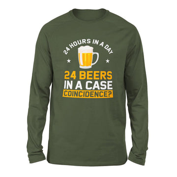 24 Hours In A Day, 24 Beers In A Case. Coincidence Men/Unisex Drop Shoulder Sweatshirt in Military Green color